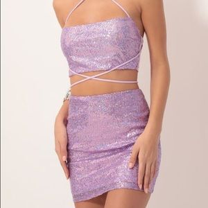 Lucy in the Sky Eva Iridescent Sequin Set in Lilac
